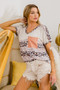 BiBi Leopard Stripe with Slub Terry Color Block T-Shirt