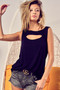 BiBi Rayon Span Knit With Cut Out Front Sleeveless Top