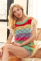 ADORA Eyelet Sleeve Multi Color Crochet Top