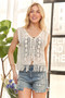 ADORA Fringe Hem Crochet Vest Cardigan