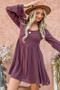 And The Why Back Lace Button Down Detail Bell Sleeve Dress