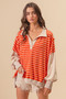 BiBi Stripe Knit Loose Fit Top With Cut Edge Detail