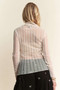 Davi & Dani Turtle Neck Lace Dotted Stretch Mesh Sheer Top
