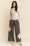 Davi & Dani Ribbon Bow Lace Hem Long Sleeve Mesh Layering Top