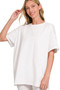 Zenana Cotton Round Neck Top & Biker Shorts