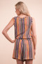 VERY J Crochet Multi Color Striped Casual Summer Romper