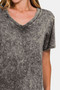 Zenana Full Size Washed Short Sleeve V-Neck T-Shirt