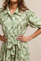 BiBi Tied Floral Short Sleeve Mini Shirt Dress