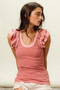 BiBi Rib Knit With Textured Ruffled Top