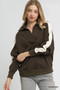 Umgee Color Block Polo Sweatshirt