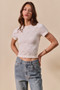 SO ME Floral Patterned Seamless Short Sleeve Top