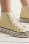 Beast Fashion Glitter Lace-Up Studded Platform Sneakers