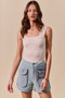 SO ME Mineral Washed Terry High Rise Cargo Shorts