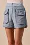 SO ME Mineral Washed Terry High Rise Cargo Shorts