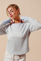 SO ME Textued Floral Knit Top with Contrast Cuffs