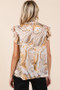 Mittoshop Abstract Print Ruffle Short Sleeve Satin Top