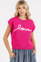Mittoshop Contrast Letter Round Neck Cap Sleeve Knit Top