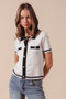 SO ME Button Down Knitted Sweater Shirt Top