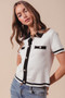 SO ME Button Down Knitted Sweater Shirt Top