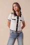 SO ME Button Down Knitted Sweater Shirt Top