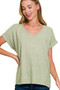 Zenana Soft Melange Hacci V-neck Tee