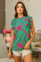 BiBi Leopard Leaves Print Woven Top