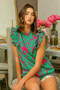 BiBi Leopard Leaves Print Woven Top