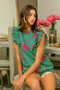 BiBi Leopard Leaves Print Woven Top