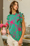 BiBi Leopard Leaves Print Woven Top