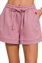 Zenana Textured Knit Jacquard Drawstring Shorts