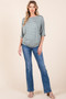 BOMBOM Striped Boat Neck Dolman Sleeve Top