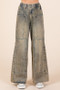 Mittoshop Washed Wide Leg Jeans with Pockets