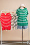 VERY J Striped Knit Sweater Vest Top