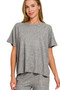 Zenana Soft Melange Short Sleeve Tee & Long Pants Set