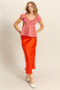 HYFVE Gingham Scoop Neck Cap Sleeve Blouse