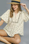 Umgee Bow Print Puff Sleeve Blouse