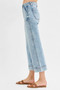 RISEN Full Size High Rise Crop Wide Front Seam Detailed Jeans Plus Size