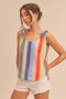 Aemi + Co Contrast Striped Scoop Neck Tie Shoulder Tank