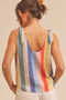 Aemi + Co Contrast Striped Scoop Neck Tie Shoulder Tank