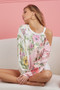 BiBi Floral Printed French Terry Color Block Top