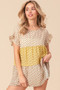 BiBi Flroal Printed Woven Color Block and Tiered Top