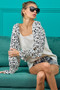 BiBi Ribbed Top with Leopard Long Sleeves
