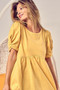BiBi Cotton Span Knit with Puff Sleeve Baby Doll Top