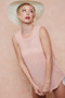 BiBi Popcorn Waffle Open Back Top with Tied Ribbon
