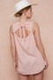 BiBi Popcorn Waffle Open Back Top with Tied Ribbon