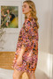 ODDI Full Size Floral Tied Neck Mini Dress