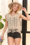 ADORA Fringe Hem Crochet Vest Cardigan