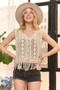 ADORA Fringe Hem Crochet Vest Cardigan