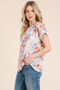 BOMBOM Floral Round Neck RIbbed T-Shirt