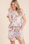 BOMBOM Floral Round Neck RIbbed T-Shirt